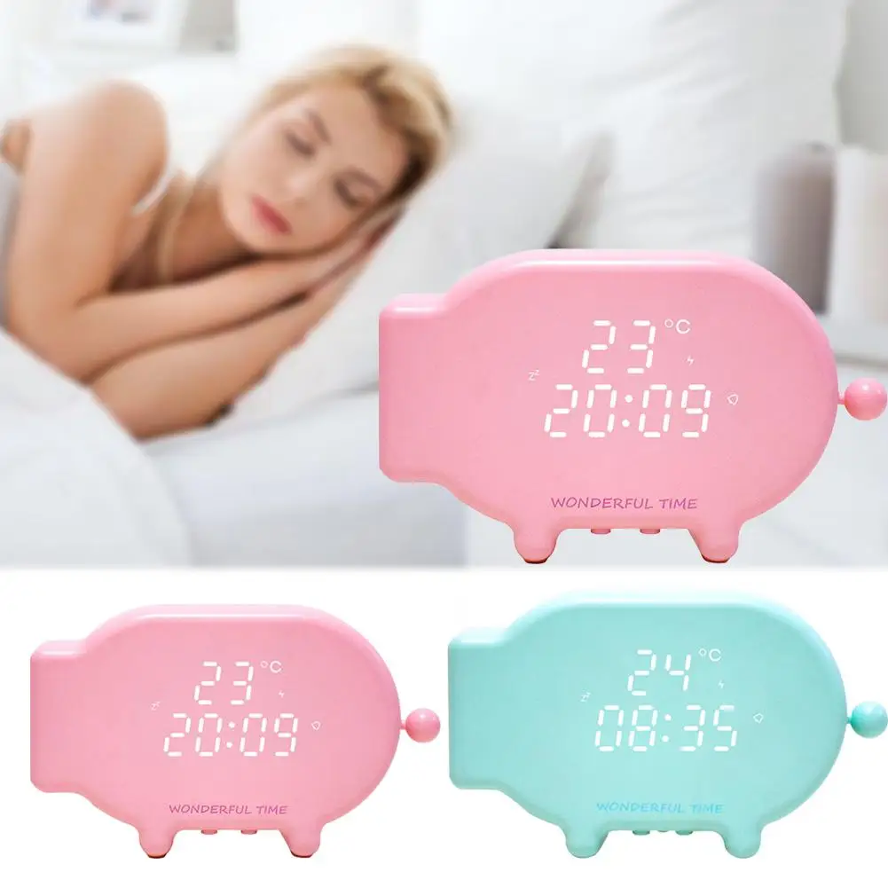 

2019 New Pig Alarm Clock LED With Temperature Display Sound And Light Night Light