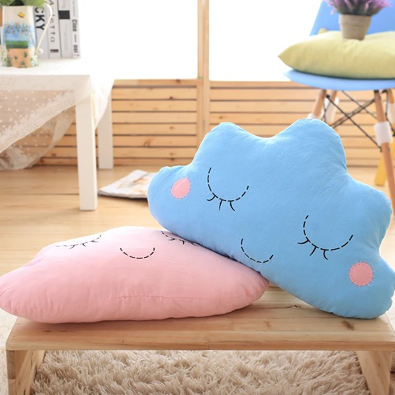 50 см милый мультфильм Kawaii облако смайлик розовый синий лицо мягкая плюшевая