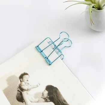

10pcs Retro Metal Wire Hollowed Binder Clips Office School Stationery for Memo Ticket Paper Document Photo DIY Crafts 32mm Blue