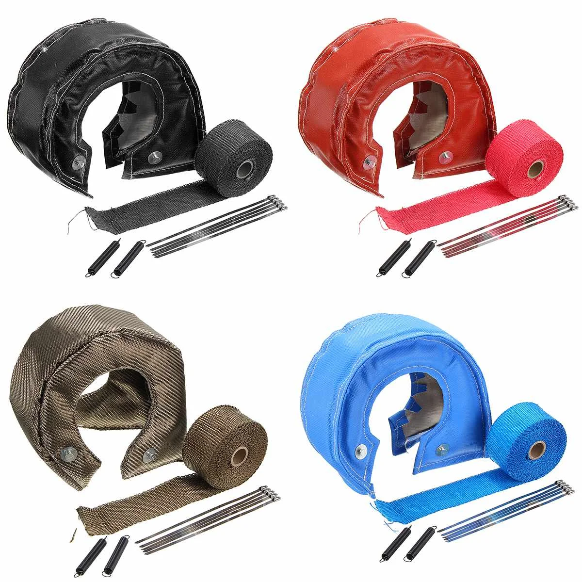 

1 Set T4 Racing Turbo Heat Blanket Cover + Exhaust Pipe Manifold Downpipe Wrap Red /Black /Blue /Titanium