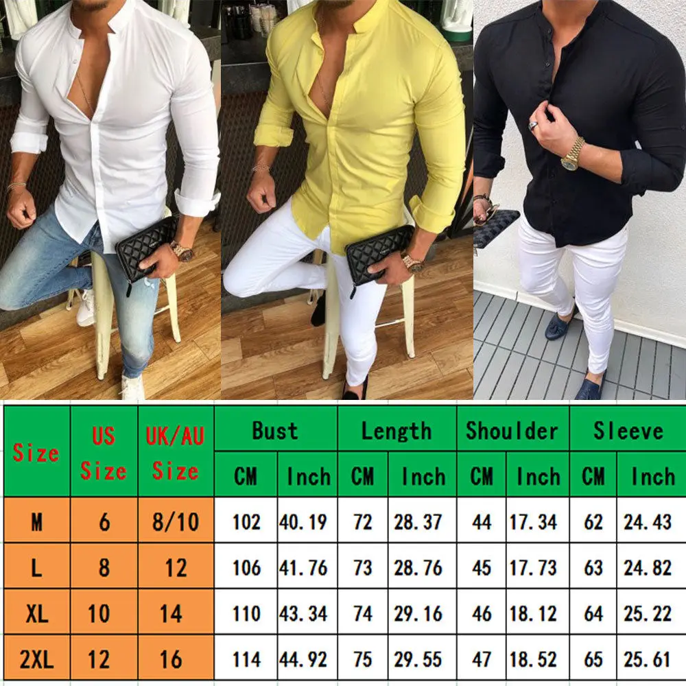 2019 Hot Men's Slim V Neck Long Sleeve Muscle Solid Shirt Casual Shirts Tops Blouse Men Fit Buttons Shirt Drop Shipping 2019 Hot Men's Slim V Neck Long Sleeve Muscle Solid Shirt Casual Shirts Tops Blouse Men Fit Buttons Shirt Drop Shipping