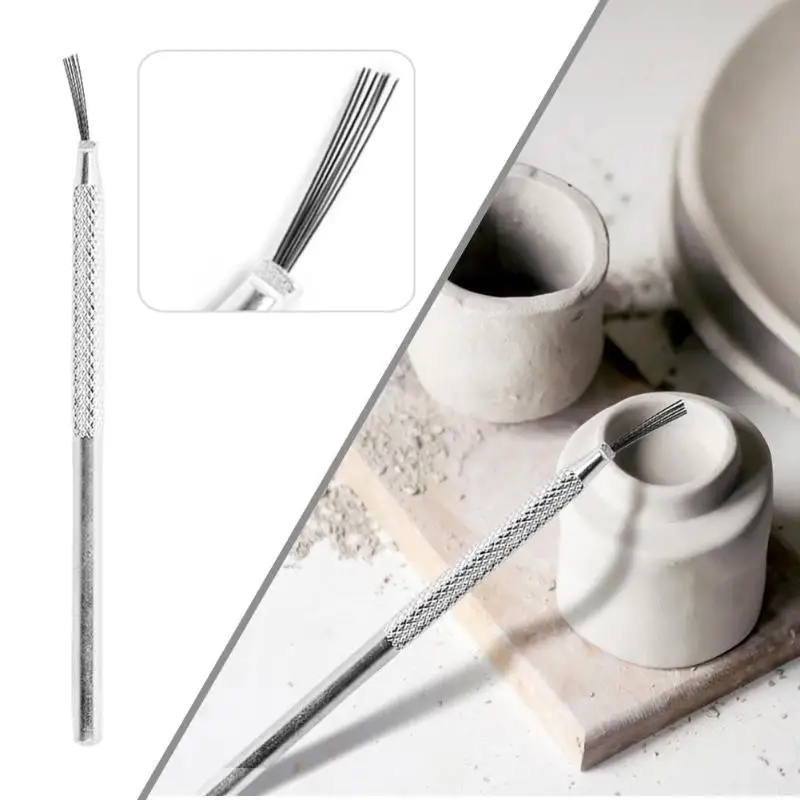7 Pin Pro Needle Texture Brush Pottery Clay Ceramics Sculpting Modeling