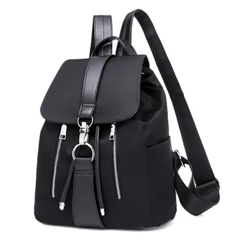 

AUAU-Fashion Waterproof Oxford PU Leather Backpack Girls School Bag Shoulder Bag Women Backpacks(Black)