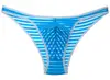 Men's Striped Briefs Stretchy Mesh Breathable Translucent U Convex Bikini Brief Pants 3