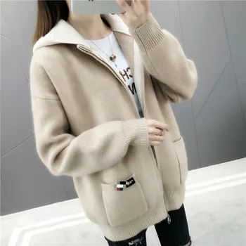 

Thickening Long Sleeve Knitting Upper Garment Woman Casual Sweater Cardigan