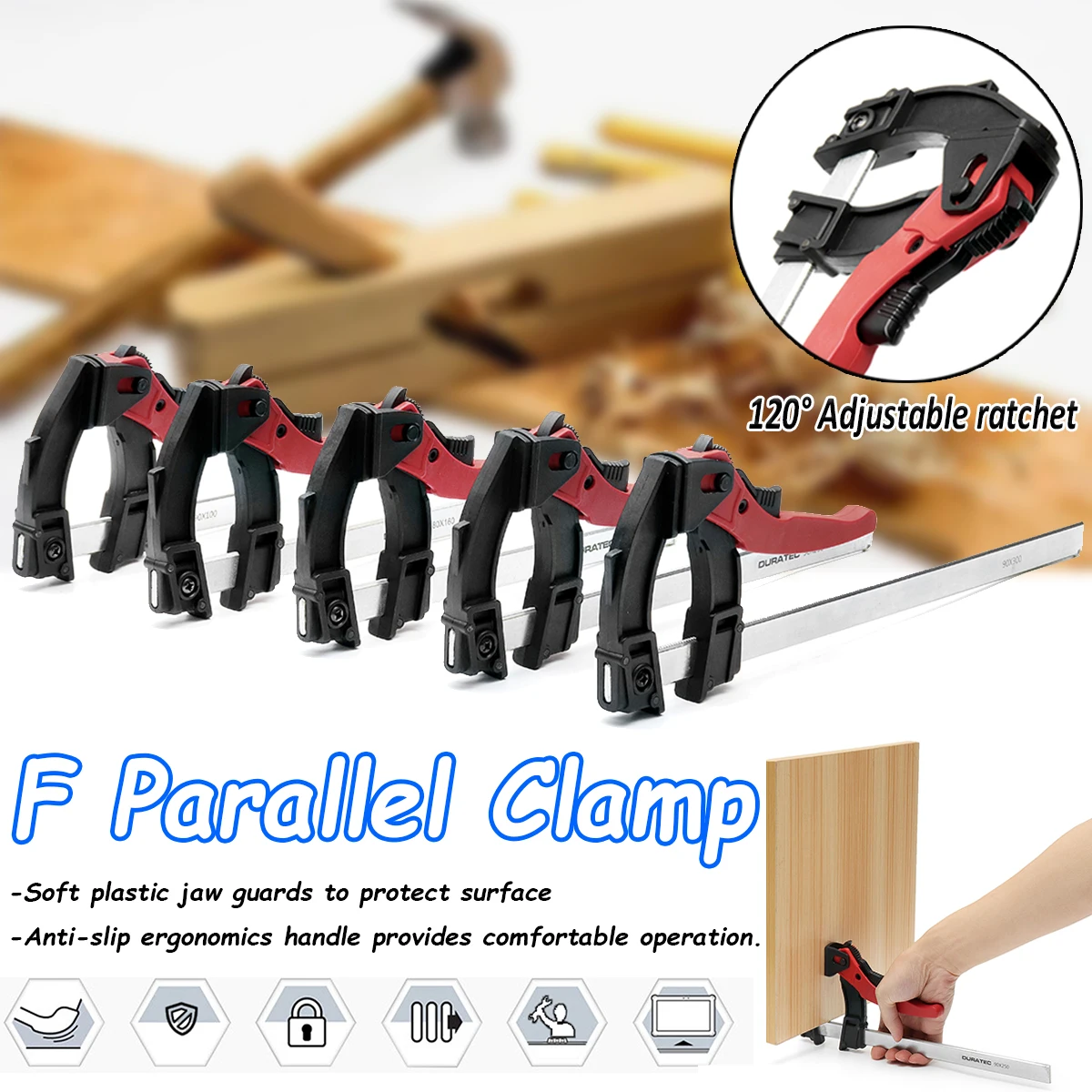 90x 100/160/200/250/300mm Adjustable Quick Grip Clamps Metal Clamp Bar