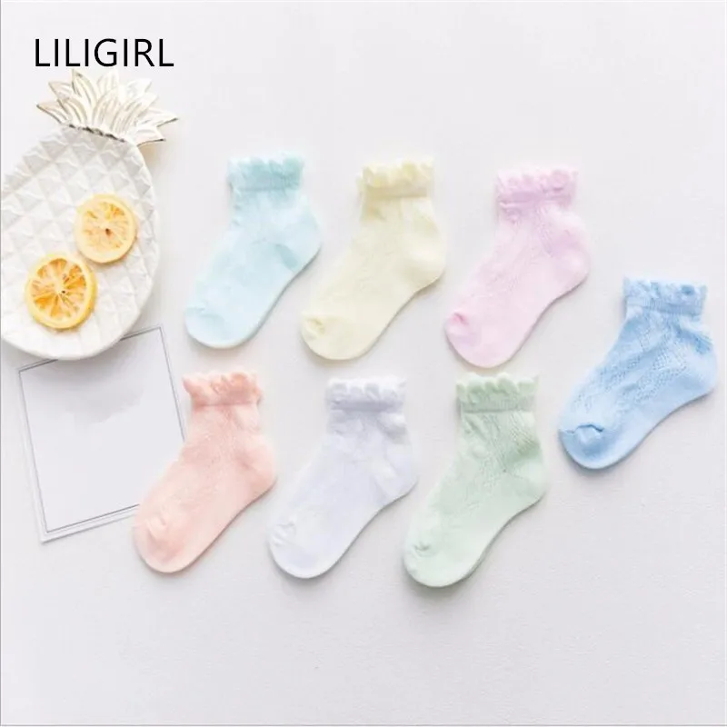 

LILIGIRL One pair of Baby Girls Mesh Socks 0-6 Months Newborn Children's Boys Spring Summer Cotton Sock Random Color