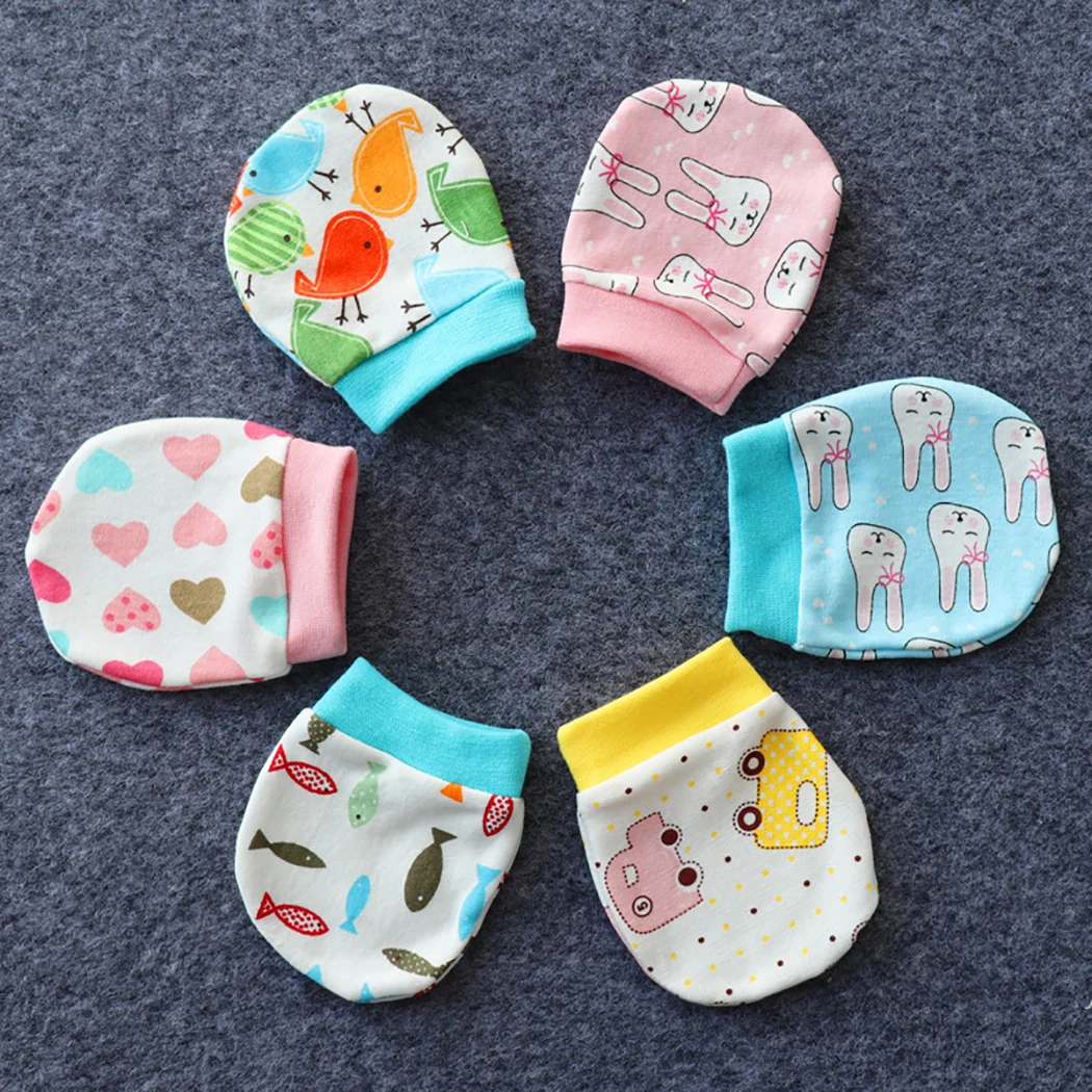 

6 Pairs Baby Mitten Cartoon Lovely No Scratch Mitten Newborn Mitten Baby Anti Scratching Gloves Newborn Protection Face