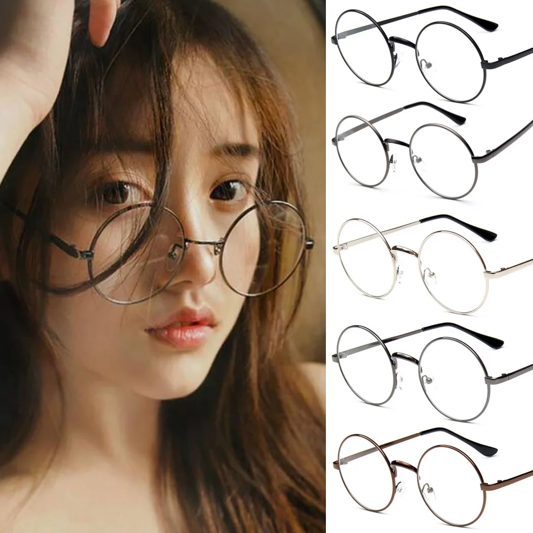

Unisex Vintage Round Glasses Clear Lens Optical Eyeglasses Metal Frame Black Silver Gold Eye Glasses Student Girls Eyewear
