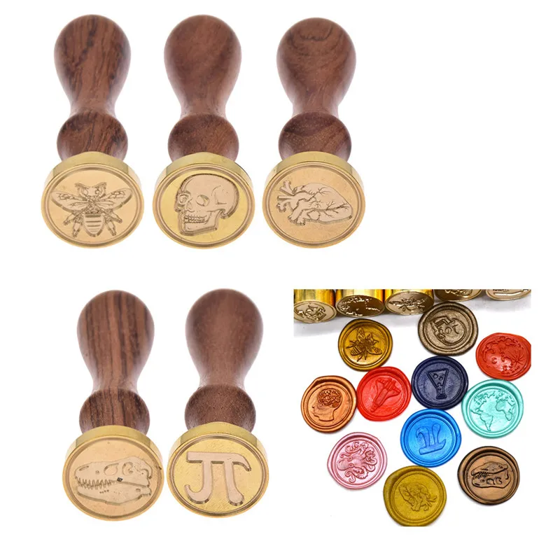 

Retro Wood Handle Wax Seal Stamp Bee Dinasour Shape Ink Stamps For Wedding Birthday Envelope Card Invitations Decoration Crafts