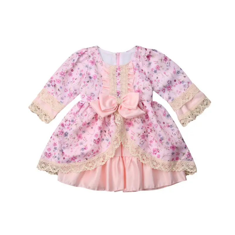 

Xmas Toddler Kids Baby Girl Clothes Dresses Lace Bowknot Dress Wedding Ball Gown Cute Party Princess Dress Girls 1-5T