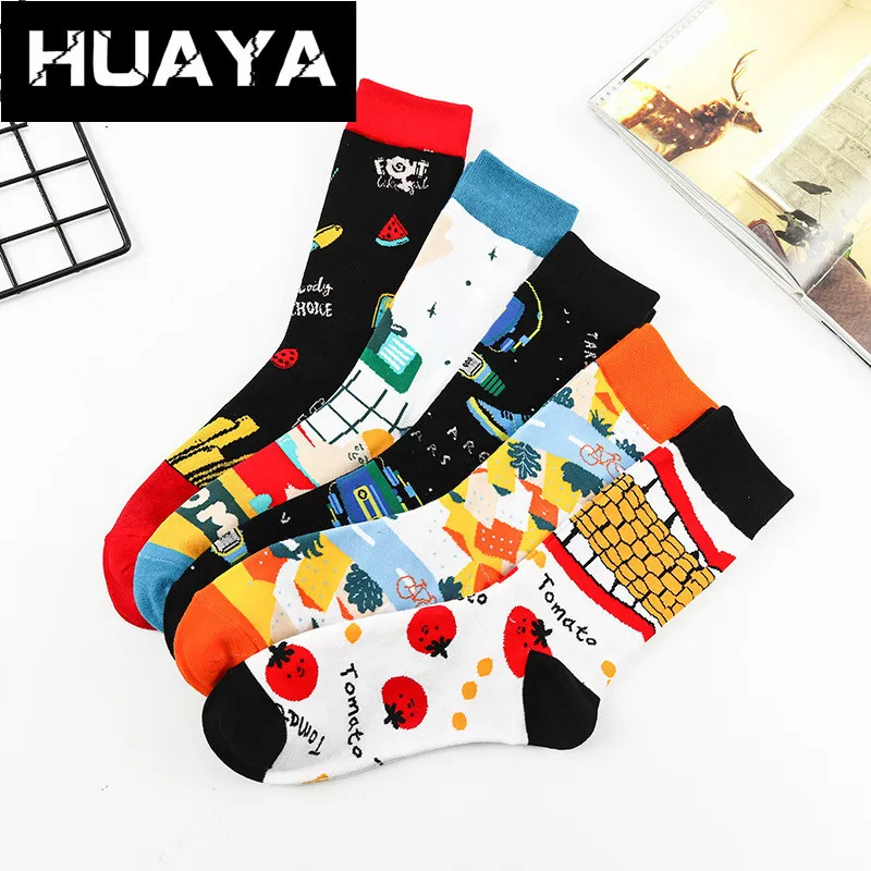 

Happy Men Women Funny Tube Socks Cute Cartoon Unisex Character Sports Cotton Harajuku Korean Hip Hop Tomato Bath Crew Socks