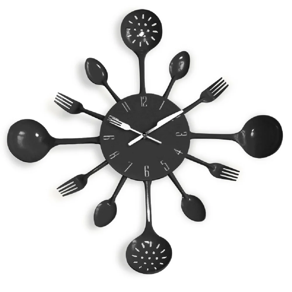 

Creative Silent Large Wall Clock Modern Design Fork Spoon Kitchen Wall Clocks Decorative Hanging Clock Home Decor