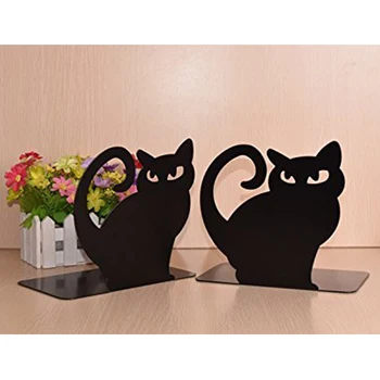 

Cute Cartoon Persian Cat Metal Non Skid Bookends Bookend Art Book Holder Decoration,1 Pairs