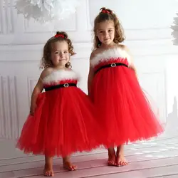 Рождественское милое детское платье-пачка принцессы без рукавов для девочек, длинное платье подружки невесты на свадьбу, день рождения
