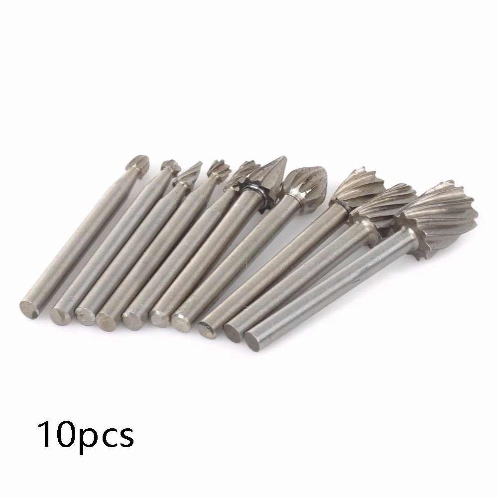 

10pcs/Set 1/8 HSS Router Drill Bits Rotary Burrs Tool Wood Metal Carving Milling