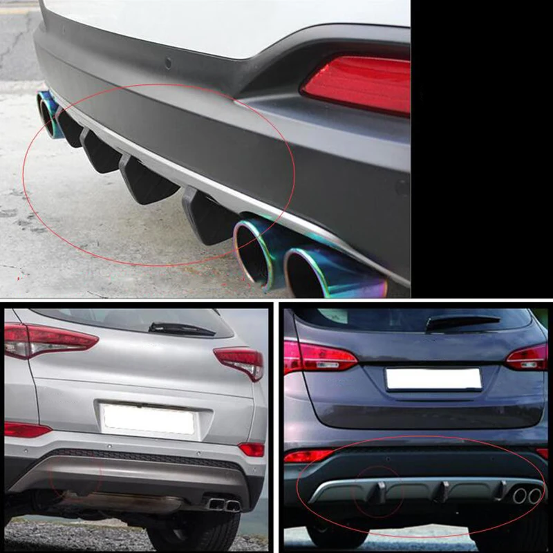 4 piezas duradero de PVC para el coche difusor de parachoques trasero Protector de rasguño cubierta de moldura calcomanías de diseño de coche accesorios de automóvil