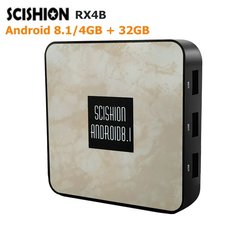 

SCISHION RX4B TV Box Rockchip 3328 4GB RAM+32GB ROM Media Player 2.4G WiFi 100M BT4.0 Support 4K H.265 Android 8.1 Smart TV Box