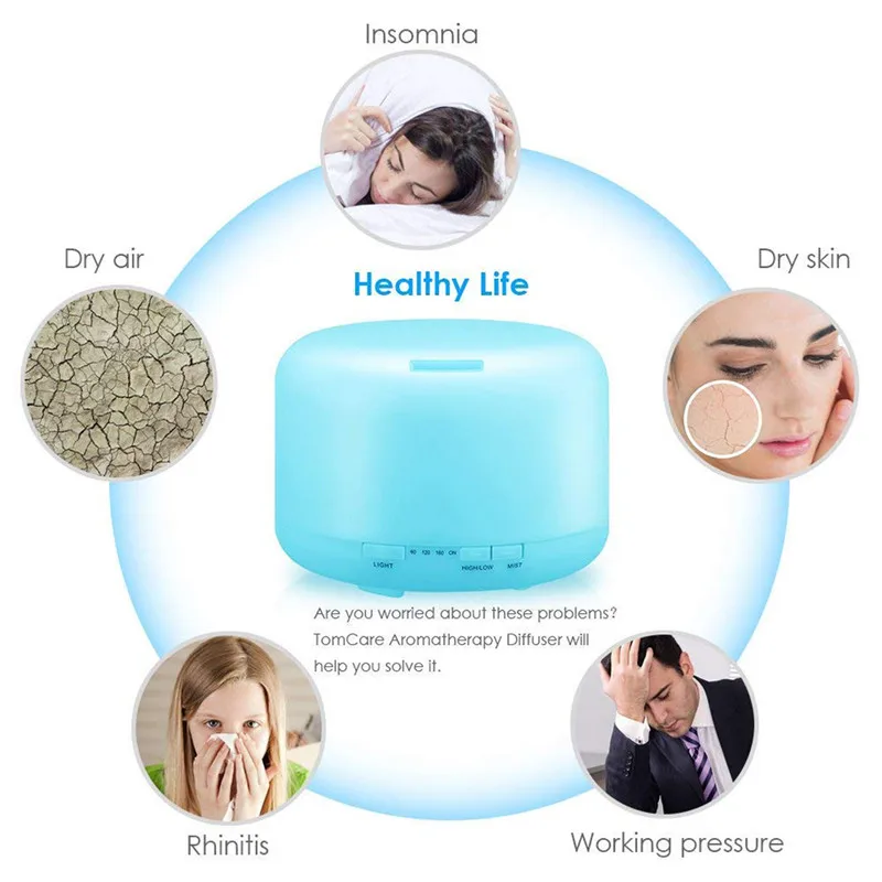 

Diffuser Essential Oil Diffuser Humidifier Waterless Auto Shut-Off Diffuser 500ml Essential Oil Diffuser Mist Humidifier