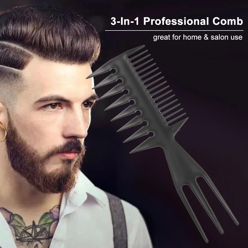 

3-In-1 Plastic Detangling Hair Comb Wide Tooth Comb Anti-static Comb Hairdressing Styling Tool