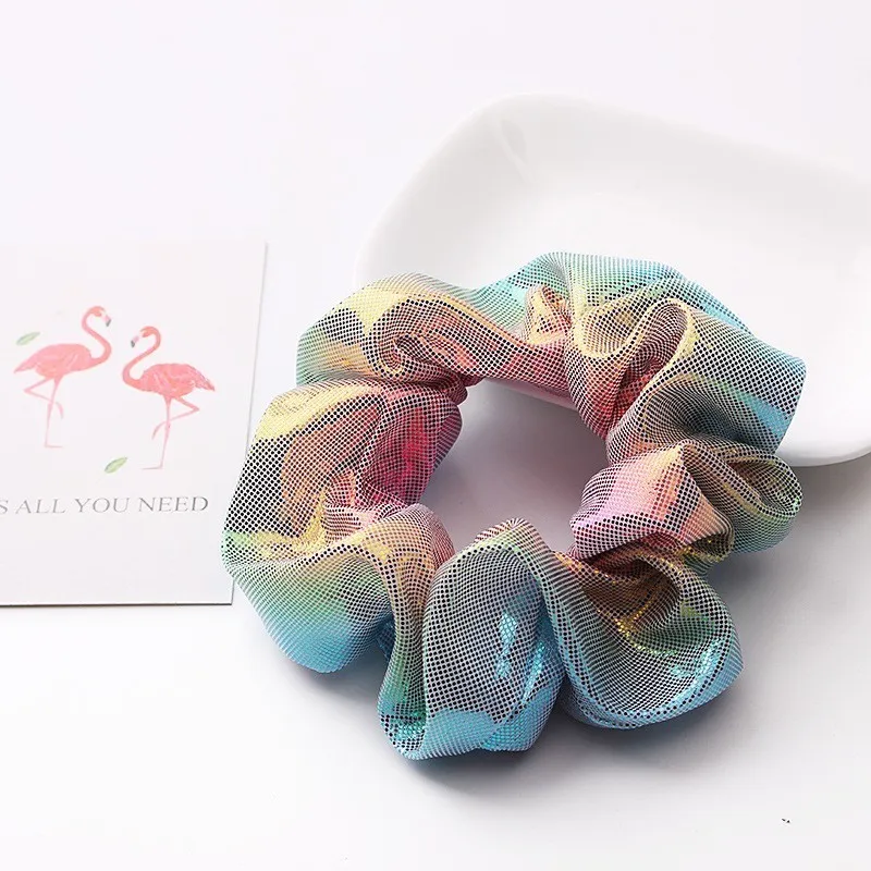

2019 New Women Western Gradient Glossiness Elastic Hairbands Girls Ponytail Holder Scrunchies Lady Hair Accessories Headbands