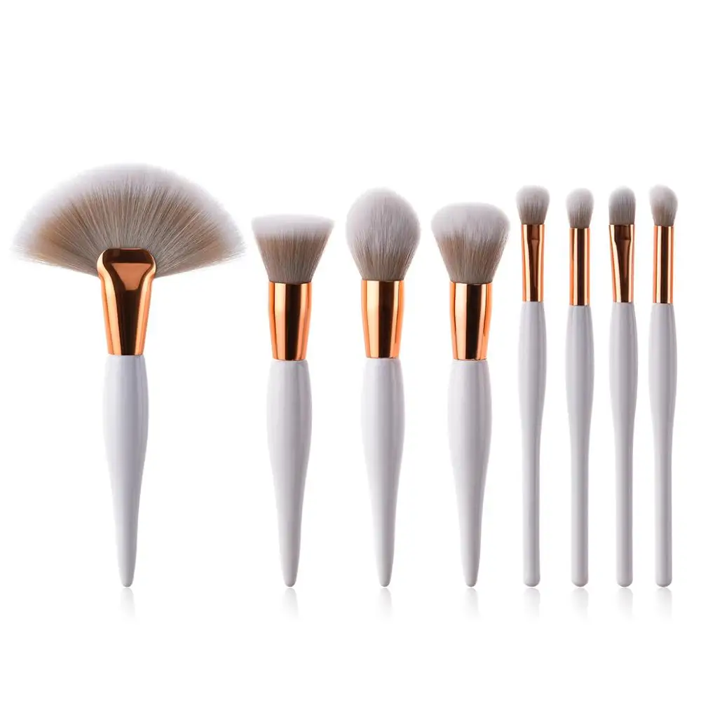 

GUJHUI 4/8 Pcs makeup brushs beauty tools white handle silver tube eyebrow eyeshadow brush