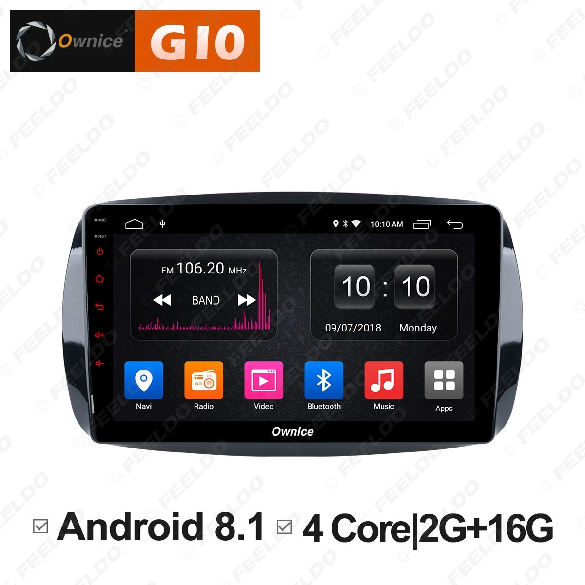 Top FEELDO 9" Android 6.0 4-Core/DDR3 1G/16G/Support 4G Dongle Car Media Player With GPS/FM/AM RDS Radio  For Benz Smart 2016~2018 1