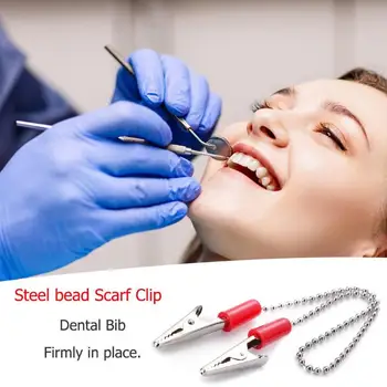 

1PC Color Random delivery Chain Napkin Holder Dental Lab Bib Crocodile Clip Flexible Steel Metal Ball Chain Dentist Supplies