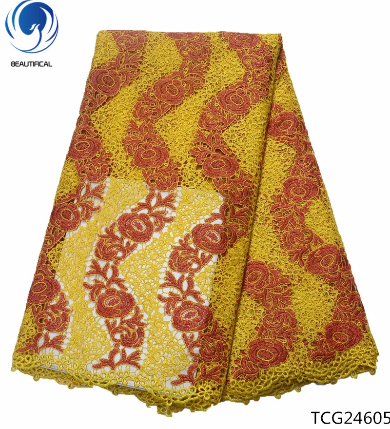 

BEAUTIFICAL guipure lace fabrics french tulle lace fabrics cord guipure laces bridal dresss water soluble 5yards TCG246