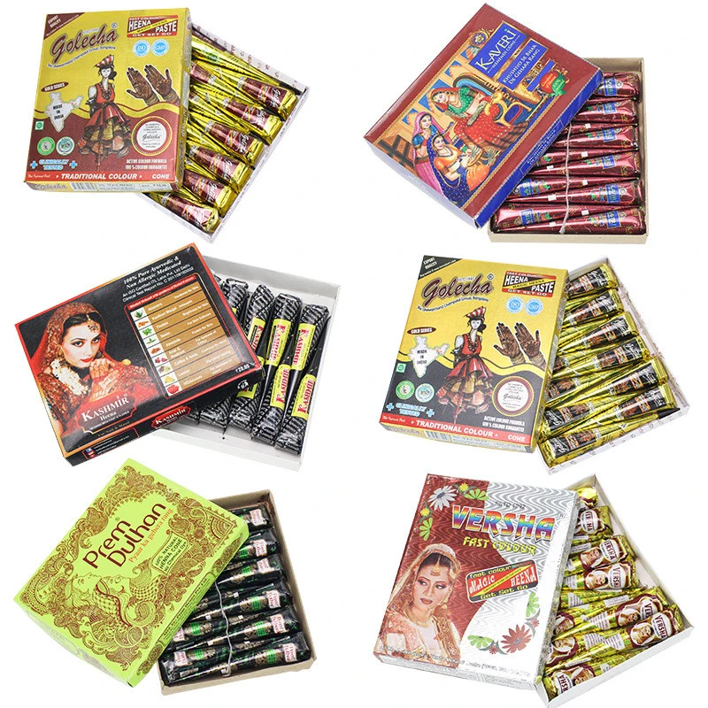 

New Black brown red white Henna Cones Henna Tattoo Paste For Temporary Tattoo body art Sticker Mehndi Body Paint Tattoo cream