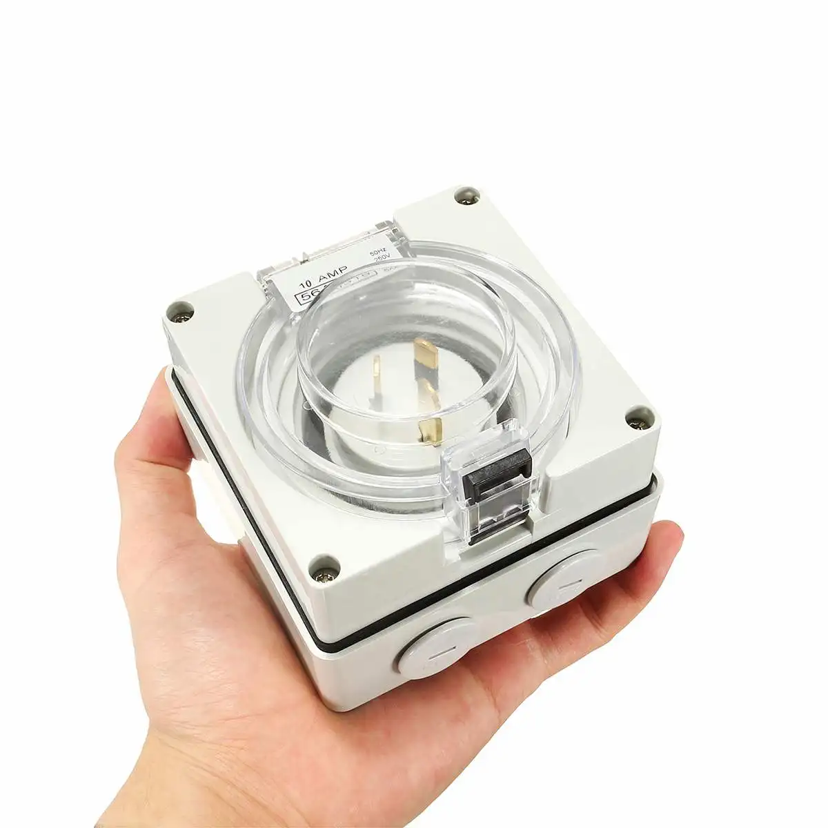 

1pcs Electrical Socket Plug 3 Flat Pins Plug Outlet 10A 250V High Power IP66 Waterproof Wall Socket Engineering Plug with Cover