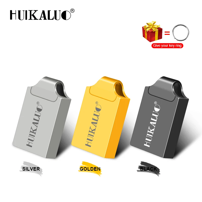 Huikaluo модный мини USB флэш накопитель 8 ГБ 16 32 64 Гб 128 металлические флешки флеш карта