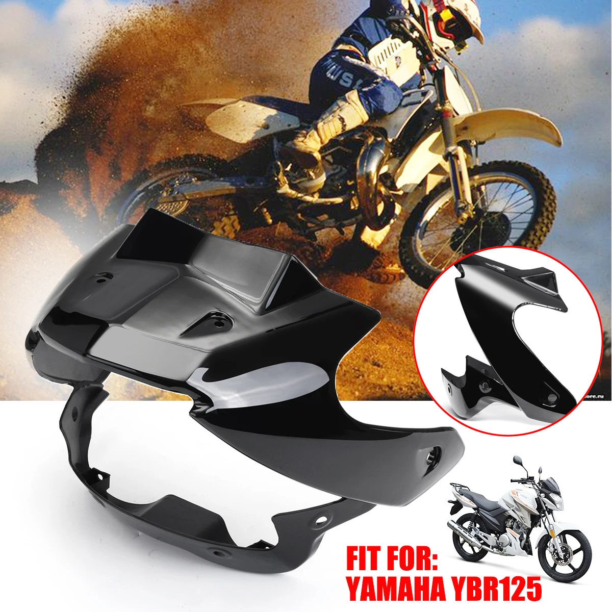 

New Headlight Fairing & Windscreen Panel Wind Shield Black for Yamaha YBR 125 PC Plastic Motorcycle Wind Deflectors+Lamp Cover