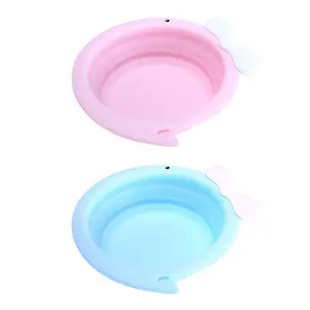 

Cute Portable Baby Folding Basin Silicone Washbasin Kids Bath Tub Infant Face Bathtub Foldable Footbath Basin Cartoon Tubs