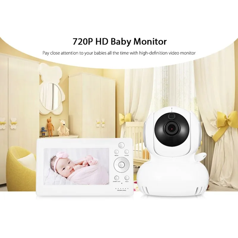 

5 inch 720P HD Wireless Two-way Audio Sound Temperature Alarm Baby Monitor LCD Screen Security Video Camera Night Vision