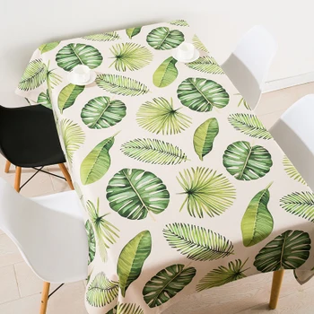 

Thicken nordic linen tablecloth table cloth garden fresh green leaf simple modern coffee rectangular home decoration table cover