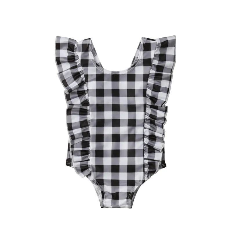 

Summer Girls Swimwear Cute Kids Swimsuit Infant Kid Baby Girls Clothes Plaid Bikini Ruffles One Pieces Bodysuits Bathing Suits