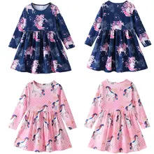 

Pudcoco 2018 Fashion Kids Baby Girls Cartoon Cotton Unicorn Long Sleeve Party Pageant Tutu Dress Clothes 1-6Y
