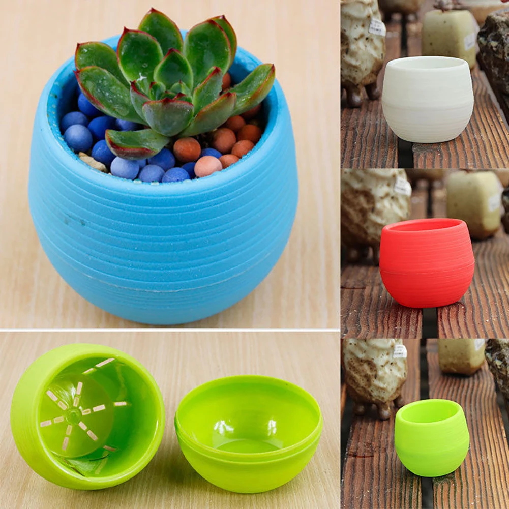 

Colorful 7*7cm Round Plastic Flower Pot Plant Planter Garden Home Office Decor Ceramic Planter Pots(only flower pot)