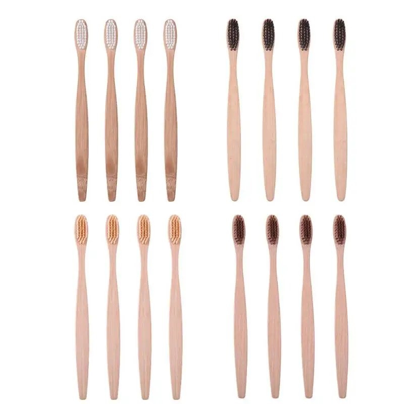 

4pcs Natural Bamboo Toothbrush Bamboo Charcoal Toothbrush Low Carbon Bamboo Nylon Wood Handle Toothbrush