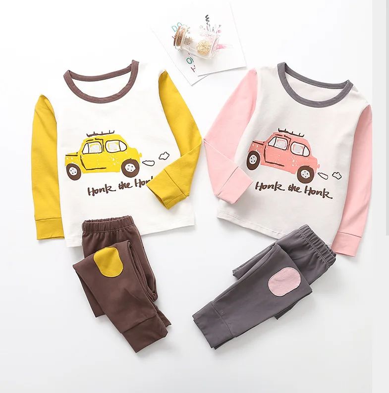 

18 Autumn Cotton In Children Printing Automobile Home Furnishing Suit Children Long Johns Suit