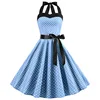 Sexy Retro Red Polka Dot Dress Audrey Hepburn Vintage Halter Dress 50s 60s Gothic Pin Up Rockabilly Dress  Robe 5