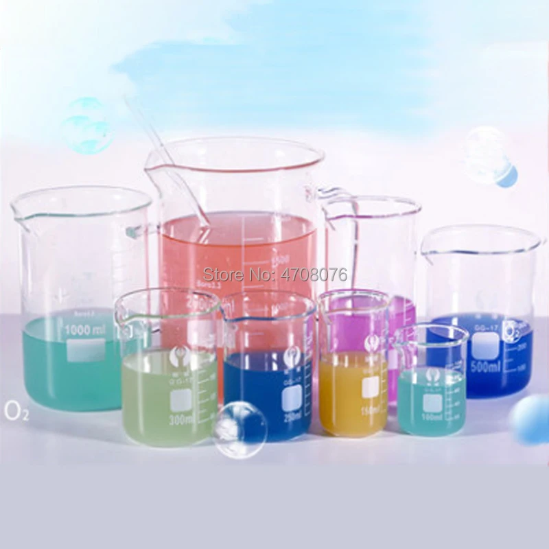 5 10 25 50ml 4pcs Set Pyrex Beaker Lab Glassware Borosilicate Glass Chemical Measuring Flask Flat Bottom For Scientific Test Beaker Aliexpress