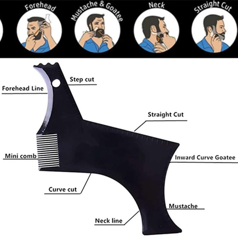 Perfect Beard Comb for Men's Face Care Transparent Black Stencil Comb Shaper for Beard Styling Beard Shaping Tool Liner Template Perfect Beard Comb for Men's Face Care Transparent Black Stencil Comb Shaper for Beard Styling Beard Shaping Tool Liner Template