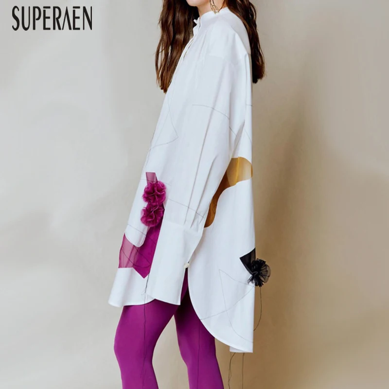 

SuperAen New 2019 Spring and Summer New Irregular Women Shirt Wild Fashion Casual Chiffon Blouses and Tops Female