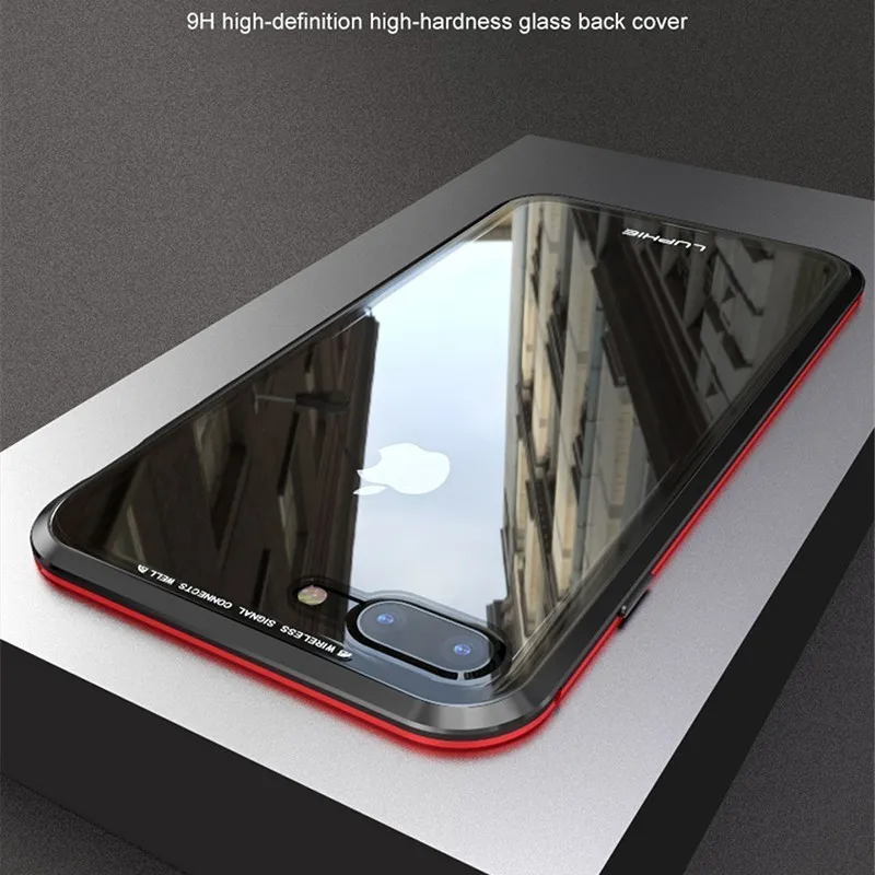 LUPHIE Magnetic Case For iPhone X XS XR 8 7 Plus Metal Coque Front Back Clear Tempered Glass Cover Max Magnet |