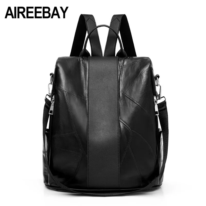 Женский кожаный рюкзак AIREEBAY школьный для девочек-подростков модная повседневная