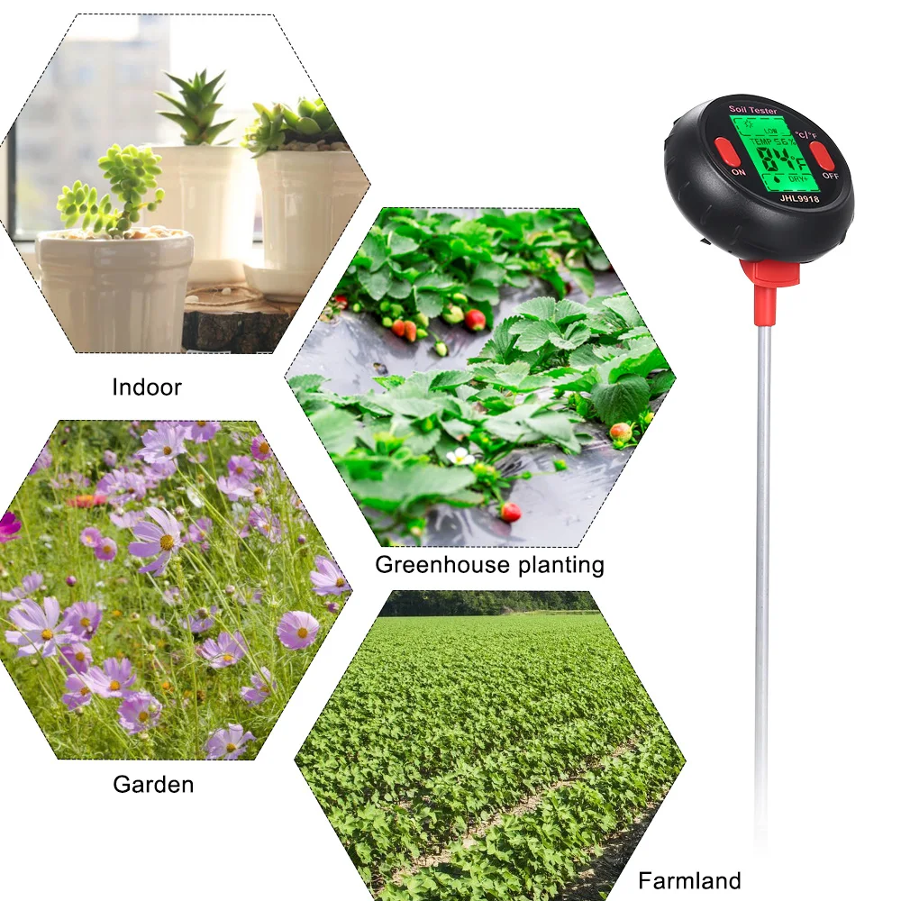 

5 in 1 PH Meter Soil Water Moisture Meter Thermometer Hygrometer Garden Plants Flowers Moist Tester Plants Hydroponics Analyzer