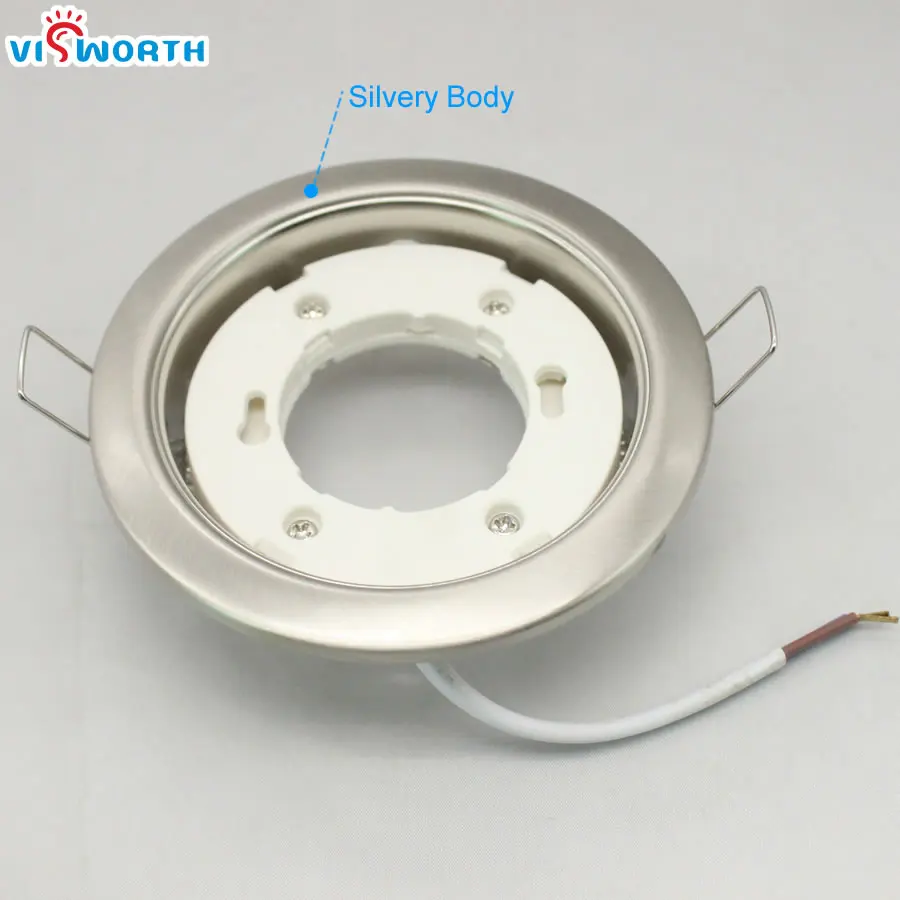 [VisWorth]GX53 Lamp Bases With 10cm Wire Circular Iron White Silvery Body GX53 Lamp Holder For GX53 Led Light