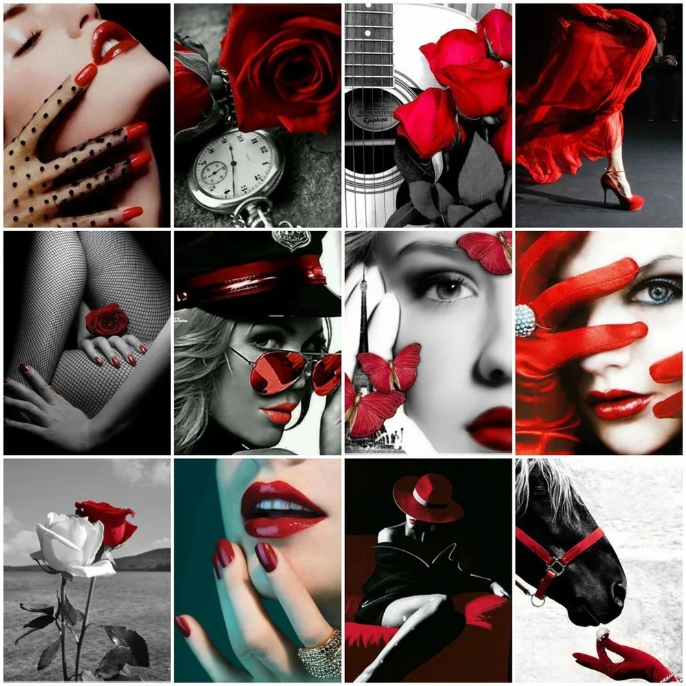 

Fezrgea 5D DIY Diamond Painting Sexy Women Red Lips Full Round Drill Diamond Embroidery Picture Of Rhinestone Mosaic Decor Home